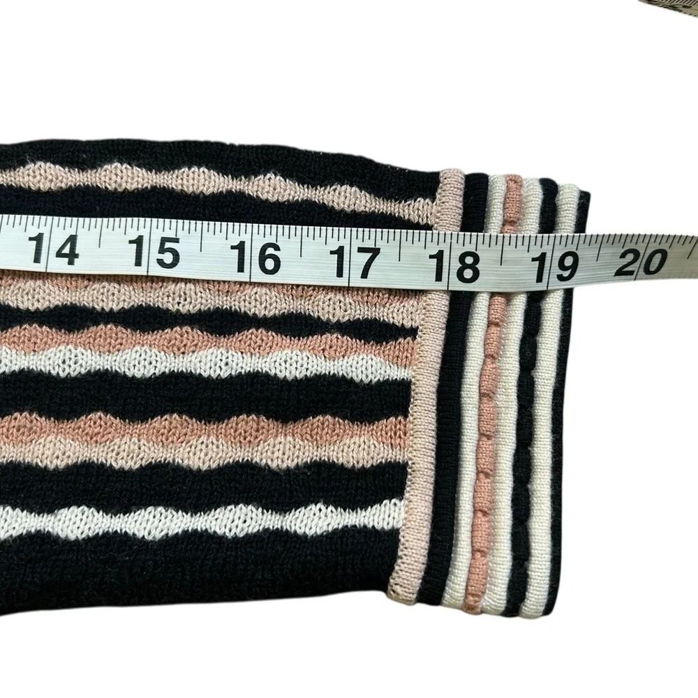 Kate Spade Scallop Stripe Knit Sweater‎ Dress Blush Black Cream Fit & Flare Sz S